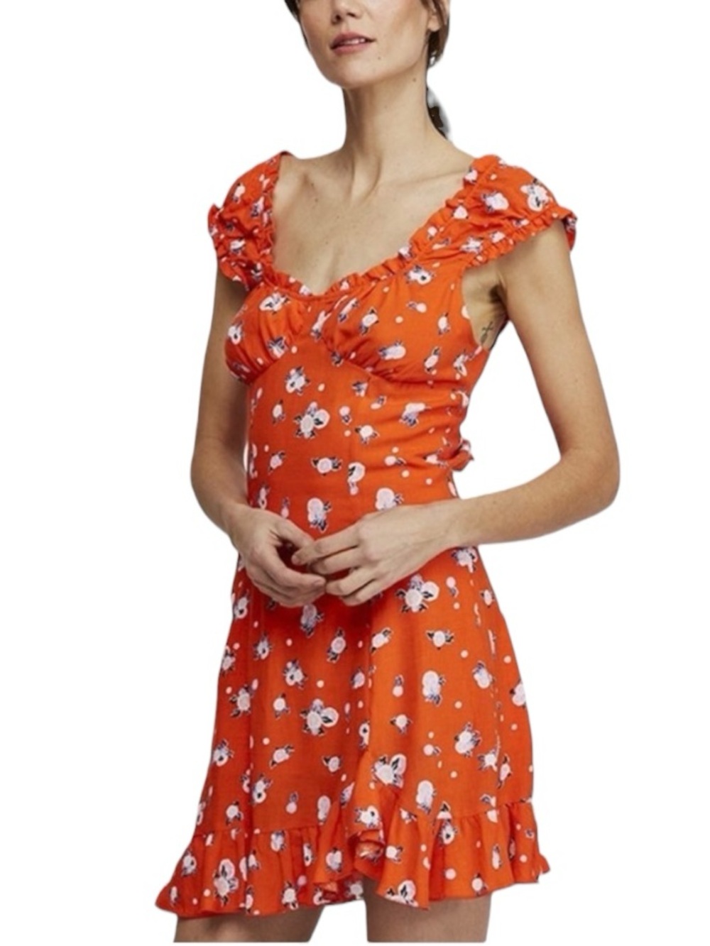 Free People Like A Lady Mini Dress Floral Citrus Print Size S